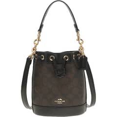 COACH - Mini Bucket Bag In Signature Canvas Walnut Black CW299