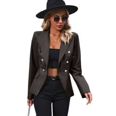 RURUTOTO - Chaqueta casual de cuero para mujer Beige