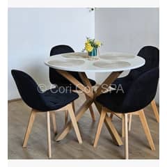 CORI CORI - Comedor Warwick Melamina Blanc 100cm + 4 Sillas Capitonne Velvet Negro