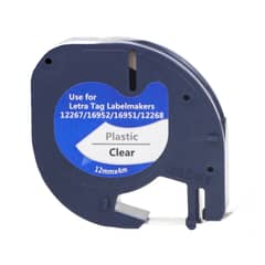 GENERICO - Cinta tipo Letratag para Rotuladora DYMO 12mm x 4m - Transparente 16952