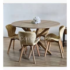 CORI CORI - Comedor Warwick Melamina Wood 100cm + 4 Sillas Mariposa Velvet Beige