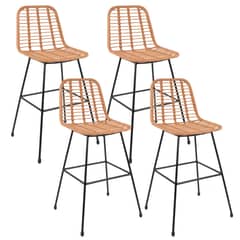 PANDALINO - Pack 4 Taburete Piso Grecia Alto 75 cm - Rattan color Natural