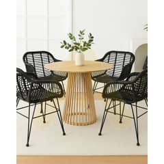 HABITA2 CHILE - COMEDOR BALI SANTORINI 90CM - 4 PUESTO NEGRO