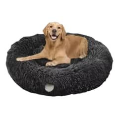 GENERICO - Cama Redonda Antiestrés de Felpa para Mascotas Grandes 80cm