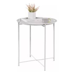 GENERICO - Mesa Auxiliar Redonda Plegable Metal Minimalista Moderna