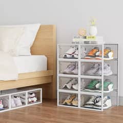 MOMO - Caja Organizadora De Zapatos Apilables Set 4 Unidades Color negro