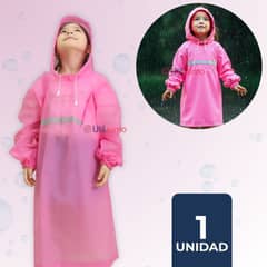 LINE - Poncho Impermeable Niña Tiras reflectantes Rosado