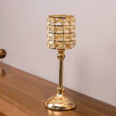 GENERICO - Candelabro Cristal Y Oro Centro De Mesa Porta Vela Nórdica