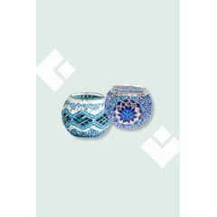 TURKUAZ - Par de portavelas simples azul y turquesa