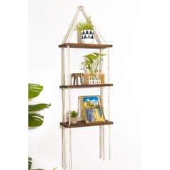 GENERICO - Estante de Macramé Flotante para Decoración Boho 3 Niveles