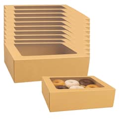 GENERICO - Set 100 Cajas Kraft Con Ventana 25x20x7cm Desechable Carton
