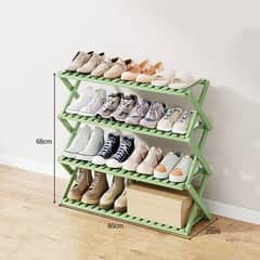 GENERICO - Zapatero Plegable de Bambú Ecológico 4 Niveles 80 cm