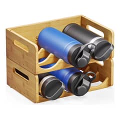 GENERICO - Estante de Bambú para Organizar Botellas de Agua y Más