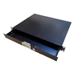 GENERICO - Cajón Metálico para Rack de 1U con Llave y Diseño Liso