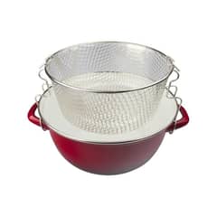 IBILI - Olla Freidora con Cestillo con Tapa Vidrio 24cm Rojo
