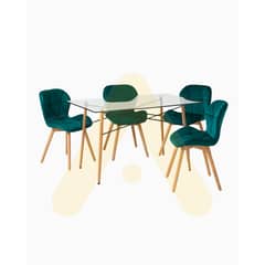 HABITA2 CHILE - COMEDOR CHARLES TERCIOPELO 140 CM - 4 PUESTO VERDE