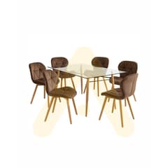 HABITA2 CHILE - COMEDOR CHARLES TERCIOPELO 140 CM - 6 PUESTO CHOCOLATE