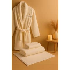 ANNGEBUT - Pack Spa Premium Bata + Toallas + Piso Blanco