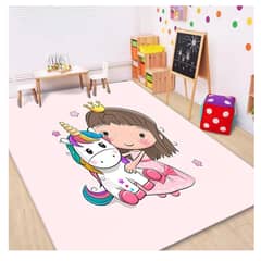 GENERICO - Alfombra para niña rosa diseño unicornio 120x160 cm wm