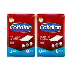 COTIDIAN - X2 Protector De Cama Sabanilla 8unid Gel Absorbente