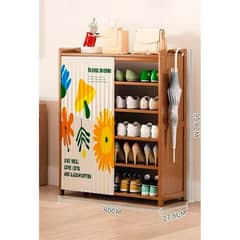 GENERICO - Zapateras Organizadores Bamboo En Plano 6 Niveles Cortina
