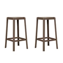 PLOS - Silla Piso Bar Taburete Pack x2 Altura 65 Cm Aliano Gris Taupé