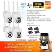 D MOTICA - Kit 4 Cámaras Wifi Inteligente Full Hd Motorizada + Memorias