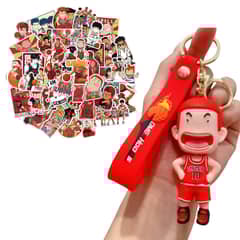 GENERAC - Llavero Slam Dunk + 50 Stickers Anime Basquetball