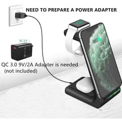 PUREPOWER - 3 en 1 Estación de Carga Inalambrica Rápida para iPhoneApple Watch