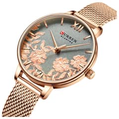 CURREN - Reloj cuarzo pulsera damas elegante de lujo de acero inoxidable