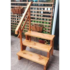GENERICO - Escalera Entrada Madera Exterior + Pasamanos