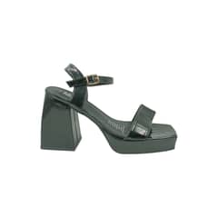HERIEL - Sandalia Negra Taco Charol