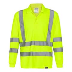 T-WORLD - Polera Piqué Dry Fit Manga Larga Con Cinta Reflectiva - Naranja