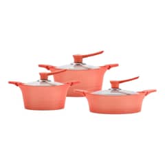 BOHLIER - Batería De Cocina 6 Piezas Aluminio Fundido Rosa