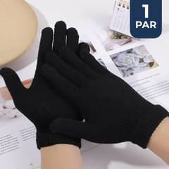 LINE - Guantes 18cm Lana Acrílica Adulto Unisex Liso Negro