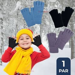 LINE - Guantes 16CM Lana Acrílica Dedos Medio Niño Liso Colores Surtidos