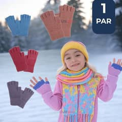 LINE - Guantes 16CM Lana Acrílica Dedos Medio Niña Liso Colores Surtidos