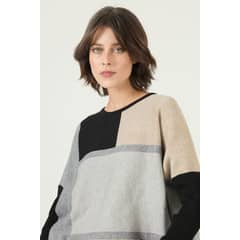 PRIVILEGE - Sweater gris color block 2658 - Gris