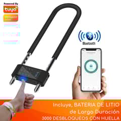 D MOTICA - Candado Para Bicicleta Inteligente Tipo U-Lock - Huella Dactilar y Clave
