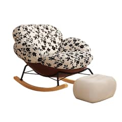 GENERICO - Sillón Mecedora Felpa Con Reposapiés Soporte Lumbar Y Pies