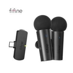 FIFINE - Micrófonos inalámbricos Solapa Lavalier para celular entrada USB-C