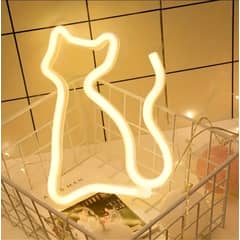 GENERICO - Lampara decorativa de neón LED para interior con forma de gato amarillo