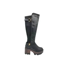 HERIEL - Bota Negra Plataforma Mujer