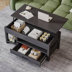 ELEMENT DESIGN - Mesa de Centro con Tapa Elevable y Cajon Negro