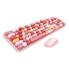 METEX - Teclado + Mouse Inalámbrico Lapiz Labial Retro Mujer