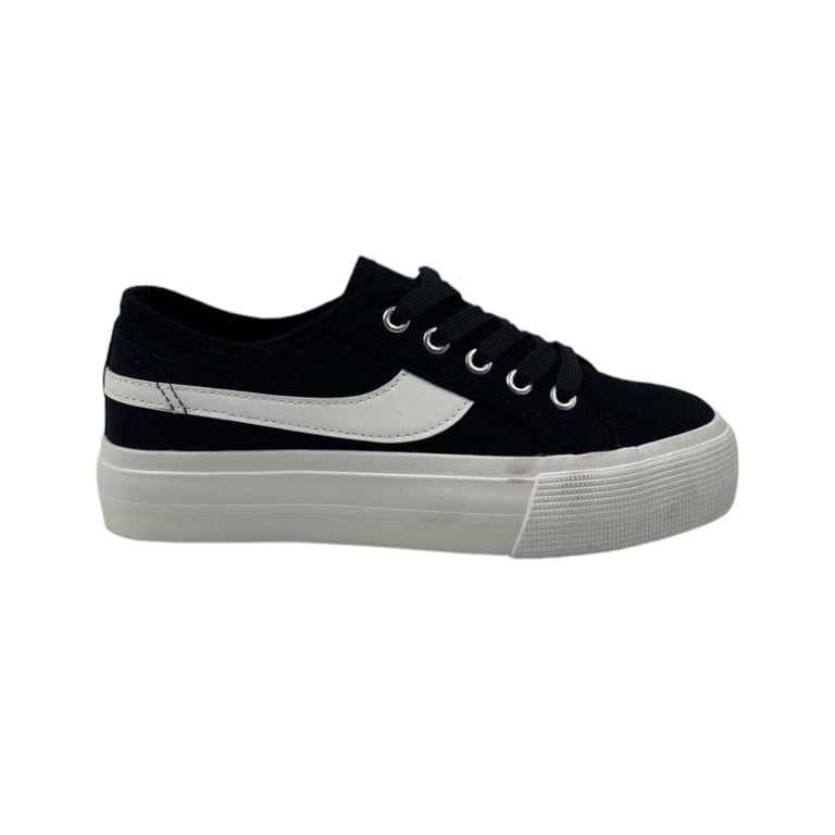 Zapatilla Negra Lona Baja
