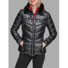 KARL LAGERFELD - Parka con cuello de cuero sintético