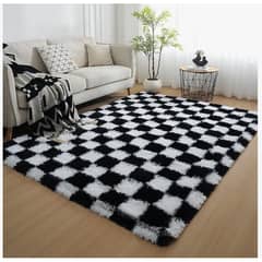 HOMER DESIGN - Alfombra Peluda Super Suave 180x200cm CUADROS