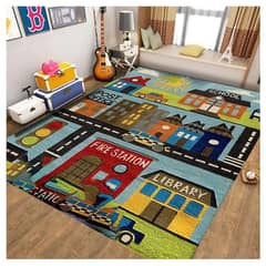 SMARTY - Alfombra Lisa Infantil Diseño Pistas y Ciudad 120x160CM