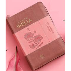 ABBA - Biblia RVR60 035czti PJR imitación piel bicolor coral rosa Tamaño Compacto